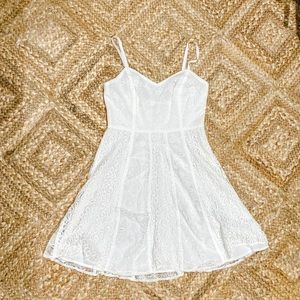 White laced mini dress